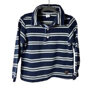 JANIE AND JACK BOYS 18-24 MONTHS STRIPED BLUE GREY LONG SLEEVE BUTTON UP TOP